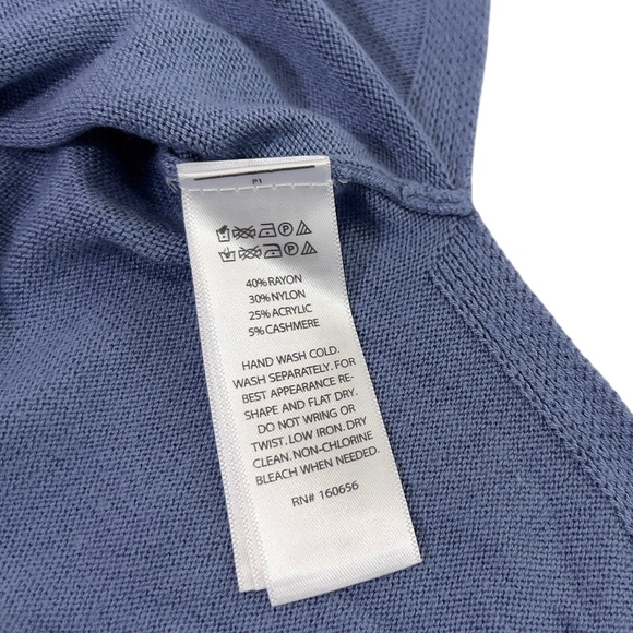 Rachel Zoe Weekend Hoodie Lightweight Knit Sweater Pullover Top Long Sleeve Blue - Picture 9 of 14